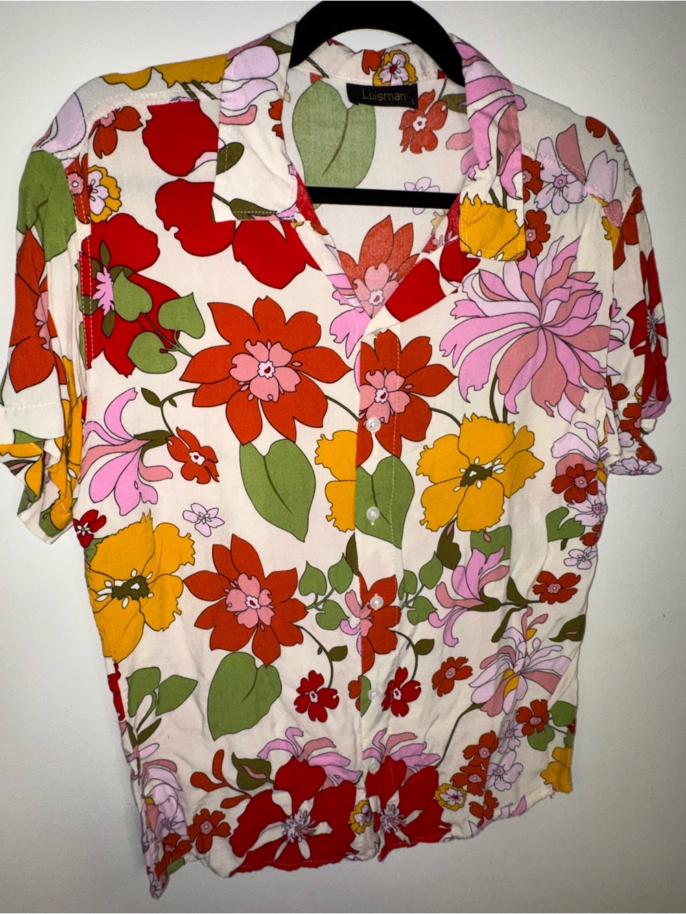Luisman Retro 70s Floral Camp Collar Shirt Multicolor
